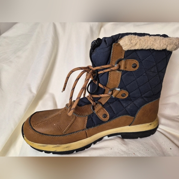 Bearpaw Bethany Brown & Navy Quilted Winter Boots - Picture 4 of 9